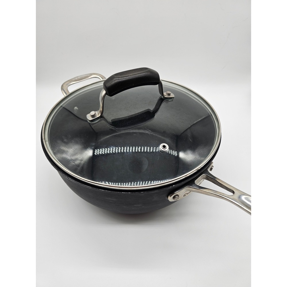 4Qt Cuisinart Hard Anodized Nonstick Chef Pan with Glass Lid Black Silver Handle